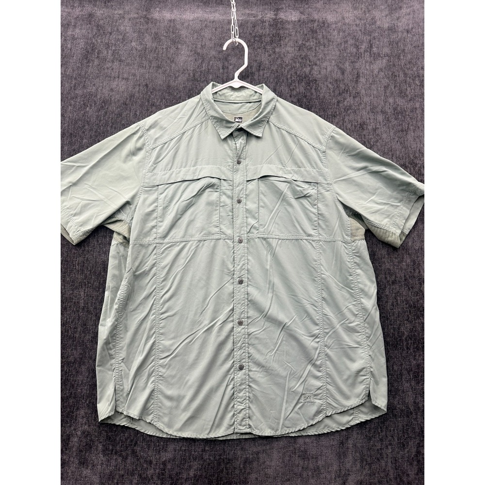 Rei Co Op Shirt Mens XL‎ Green Stretch Vented Button Up Hiking Fishing Outdoor